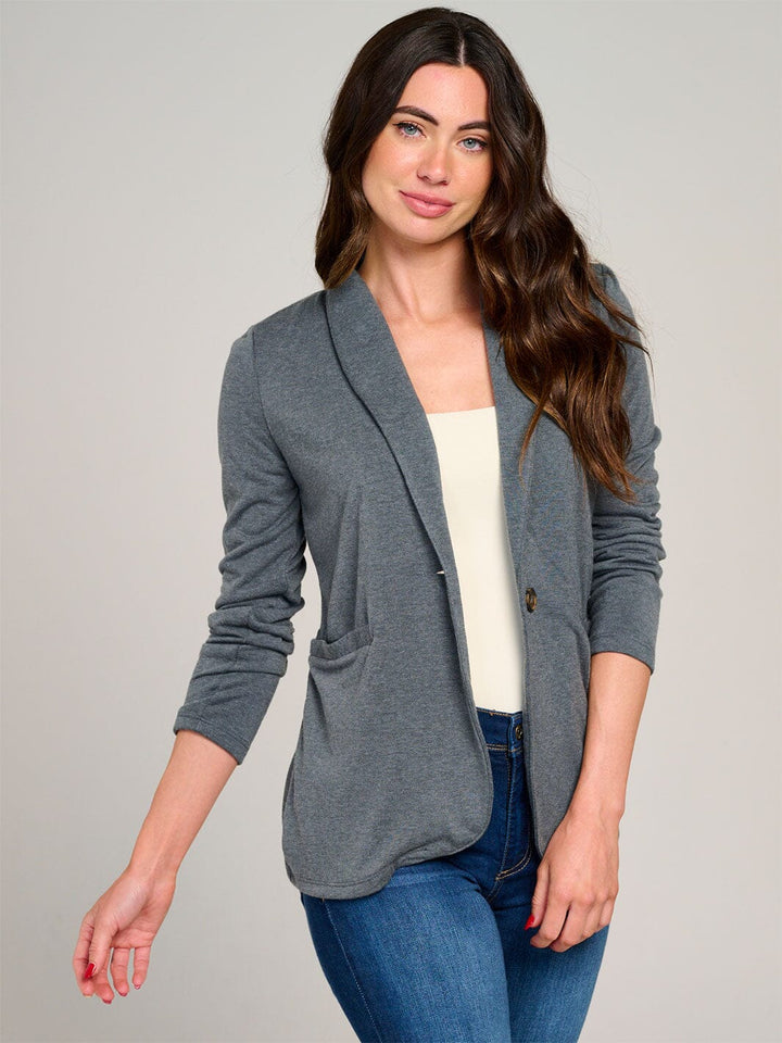 WOMEN'S LONG SLEEVE BUTTON CLOSURE POCKETS BLAZER