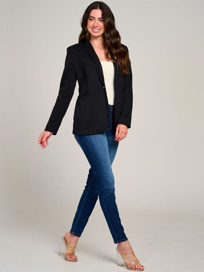 WOMEN'S LONG SLEEVE BUTTON CLOSURE POCKETS BLAZER