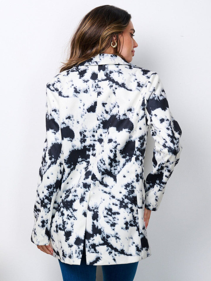 WOMEN'S LONG SLEEVE BUTTON CLOSURE POCKETS TIE DYE JACKET