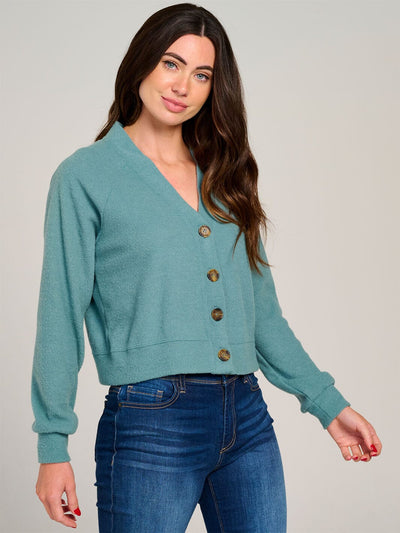 WOMEN'S LONG SLEEVE BUTTON CLOSURE SWEATER