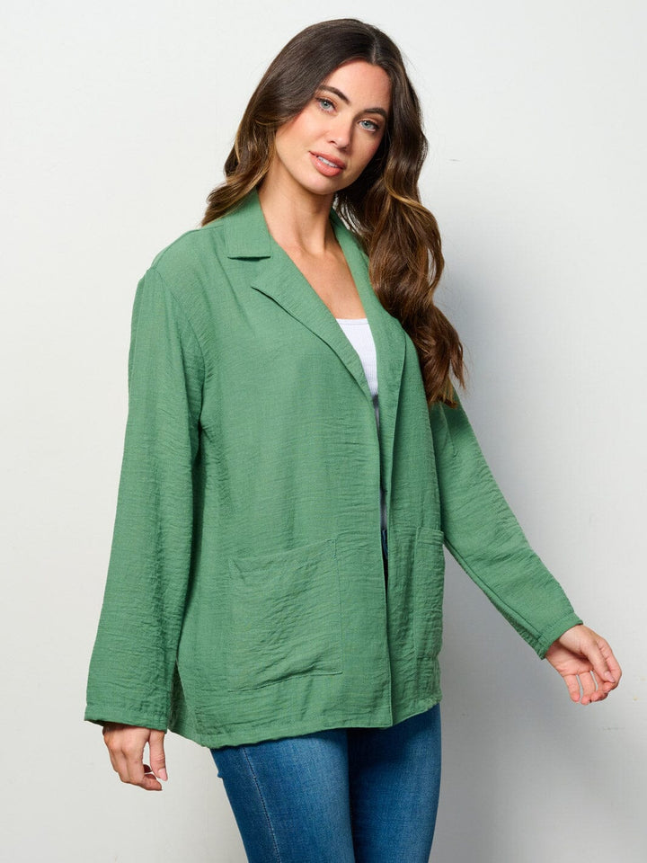 WOMEN'S LONG SLEEVE OPEN FRONT POCKETS BLAZER