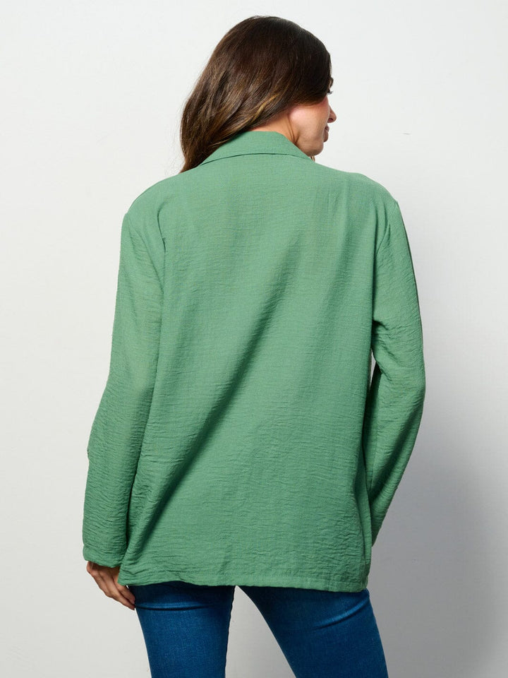 WOMEN'S LONG SLEEVE OPEN FRONT POCKETS BLAZER