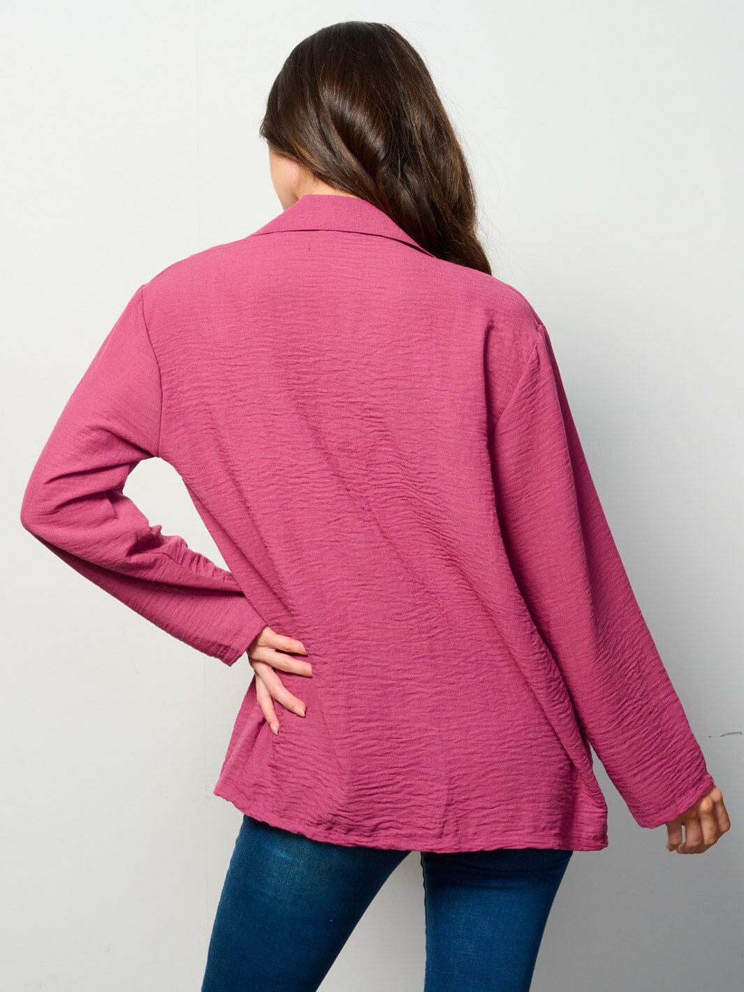 WOMEN'S LONG SLEEVE OPEN FRONT POCKETS BLAZER