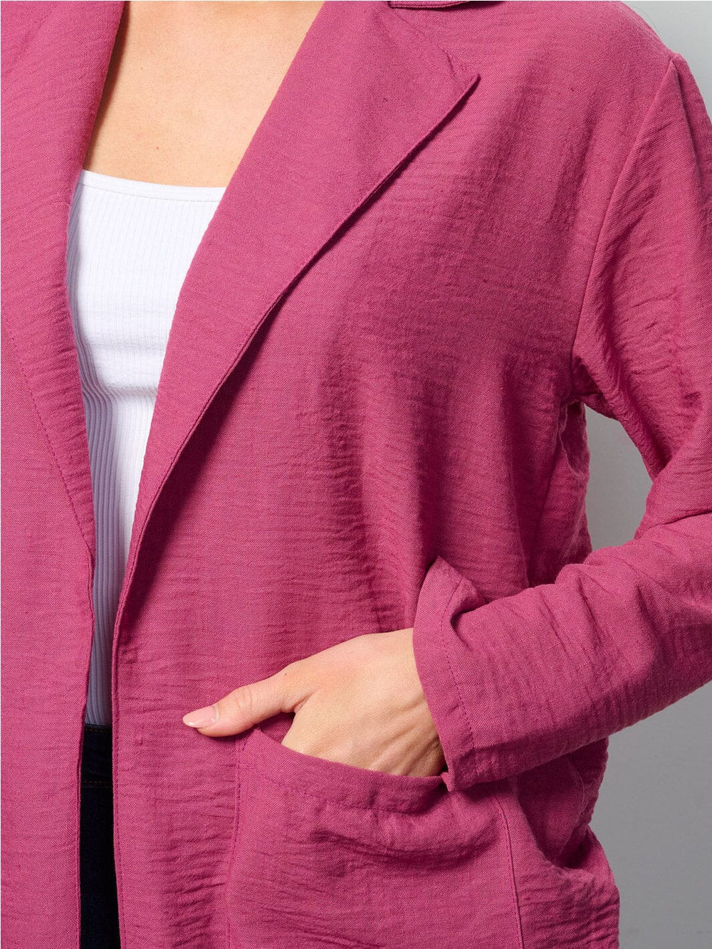 WOMEN'S LONG SLEEVE OPEN FRONT POCKETS BLAZER