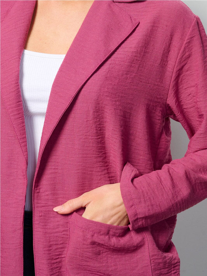 WOMEN'S LONG SLEEVE OPEN FRONT POCKETS BLAZER