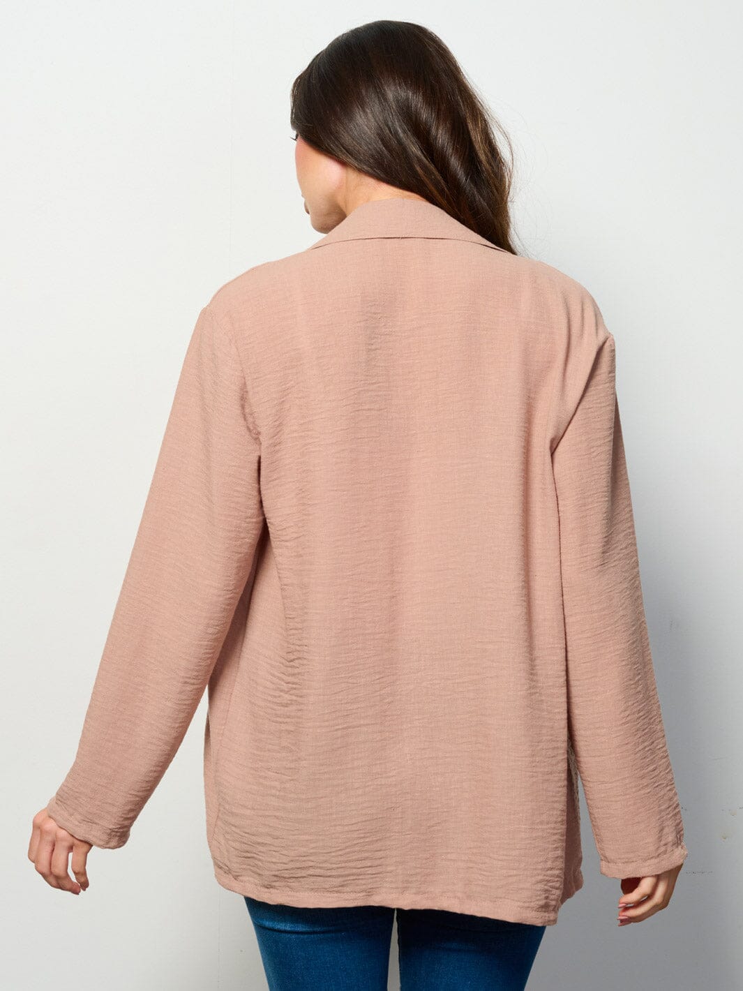 WOMEN'S LONG SLEEVE OPEN FRONT POCKETS BLAZER