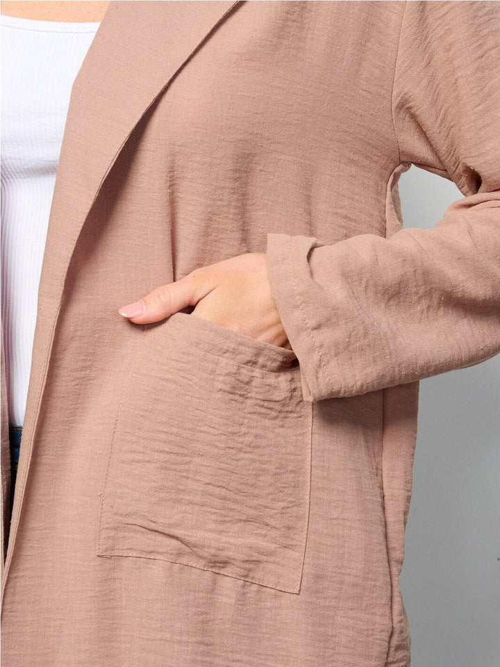 WOMEN'S LONG SLEEVE OPEN FRONT POCKETS BLAZER