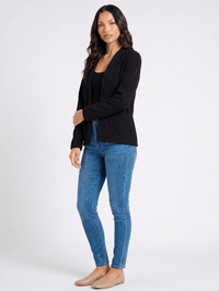 WOMEN'S LONG SLEEVE OPEN FRONT POCKETS RIBBED BLAZER