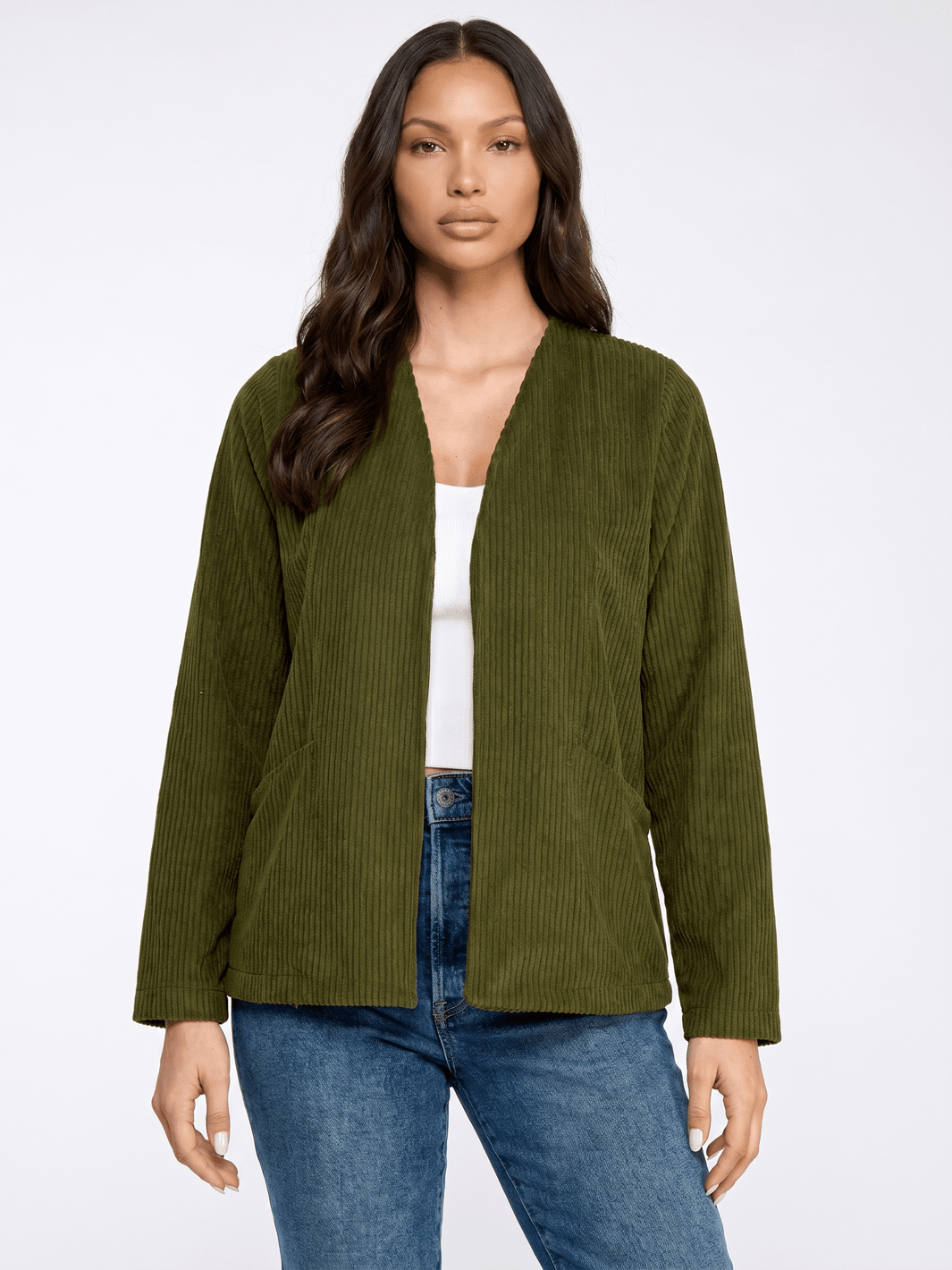 WOMEN'S LONG SLEEVE BUTTON UP FRONT POCKETS WASHED DENIM JACKET (Copy)
