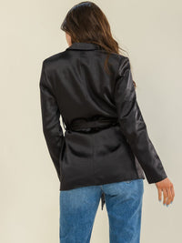 ENTRO WOMEN'S LONG SLEEVE BUTTON CLOSURE FRONT POCKETS BLAZER