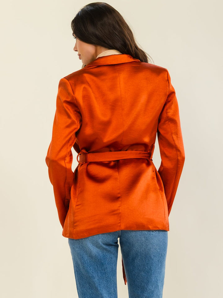 ENTRO WOMEN'S LONG SLEEVE BUTTON CLOSURE FRONT POCKETS BLAZER