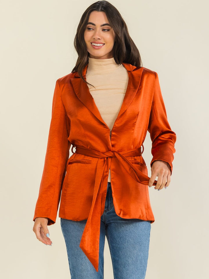 ENTRO WOMEN'S LONG SLEEVE BUTTON CLOSURE FRONT POCKETS BLAZER
