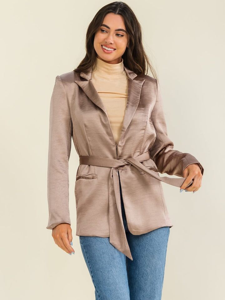 ENTRO WOMEN'S LONG SLEEVE BUTTON CLOSURE FRONT POCKETS BLAZER