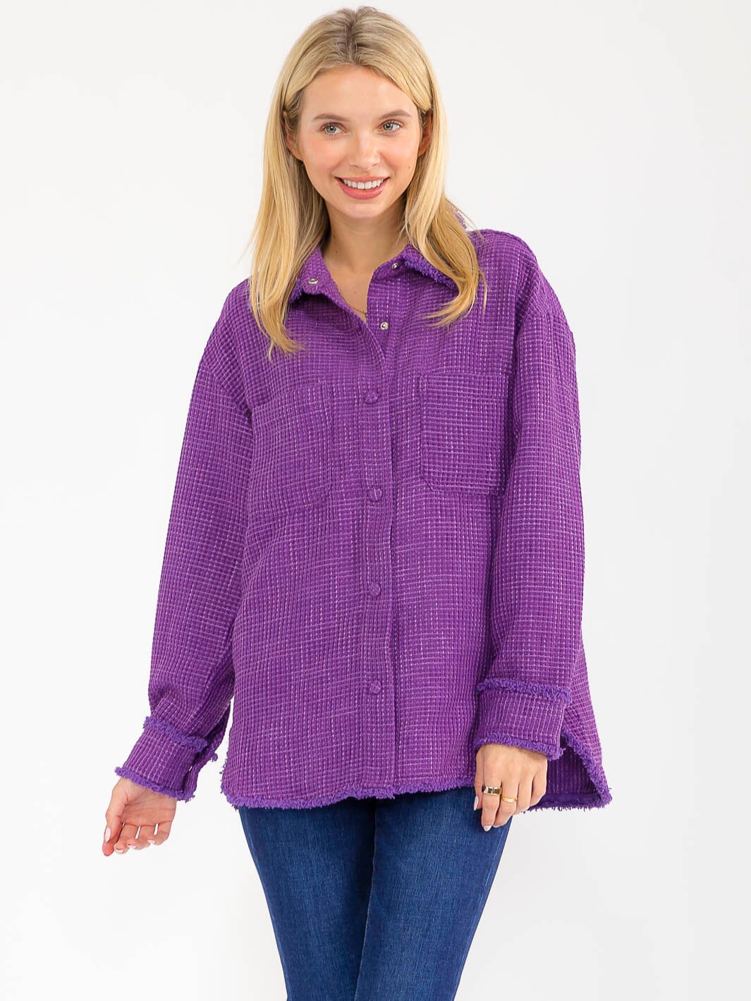 WOMEN'S LONG SLEEVE BUTTON CLOSURE FRONT POCKETS DETAILED JACKET