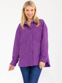 WOMEN'S LONG SLEEVE BUTTON CLOSURE FRONT POCKETS DETAILED JACKET