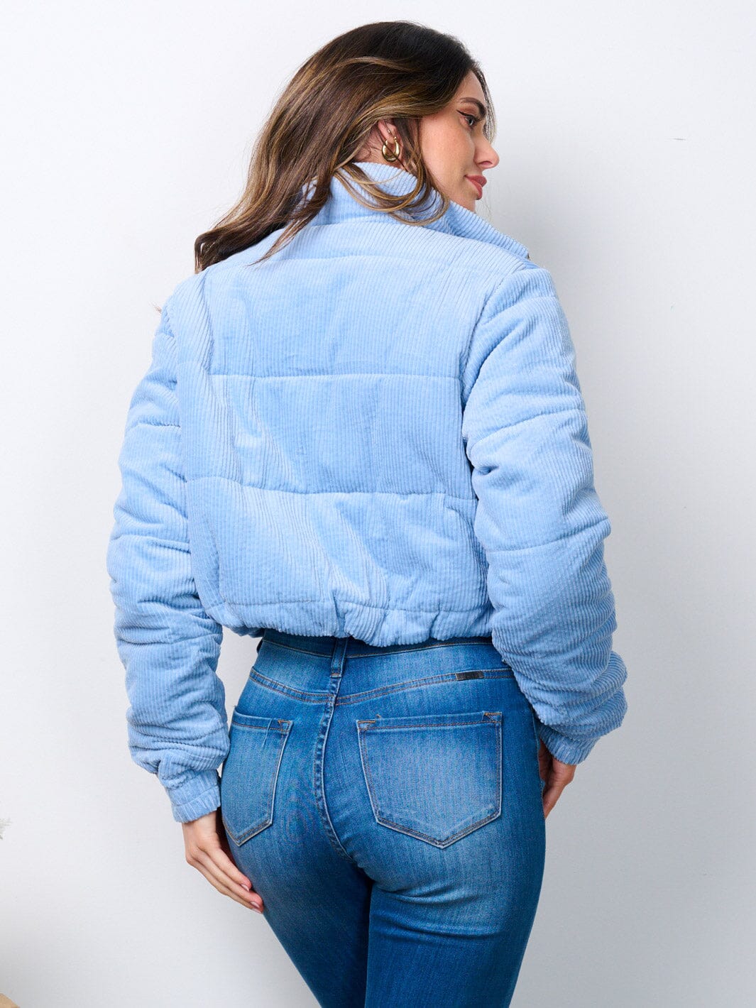 WOMEN'S LONG SLEEVE ZIP UP POCKETS PUFFER JACKET