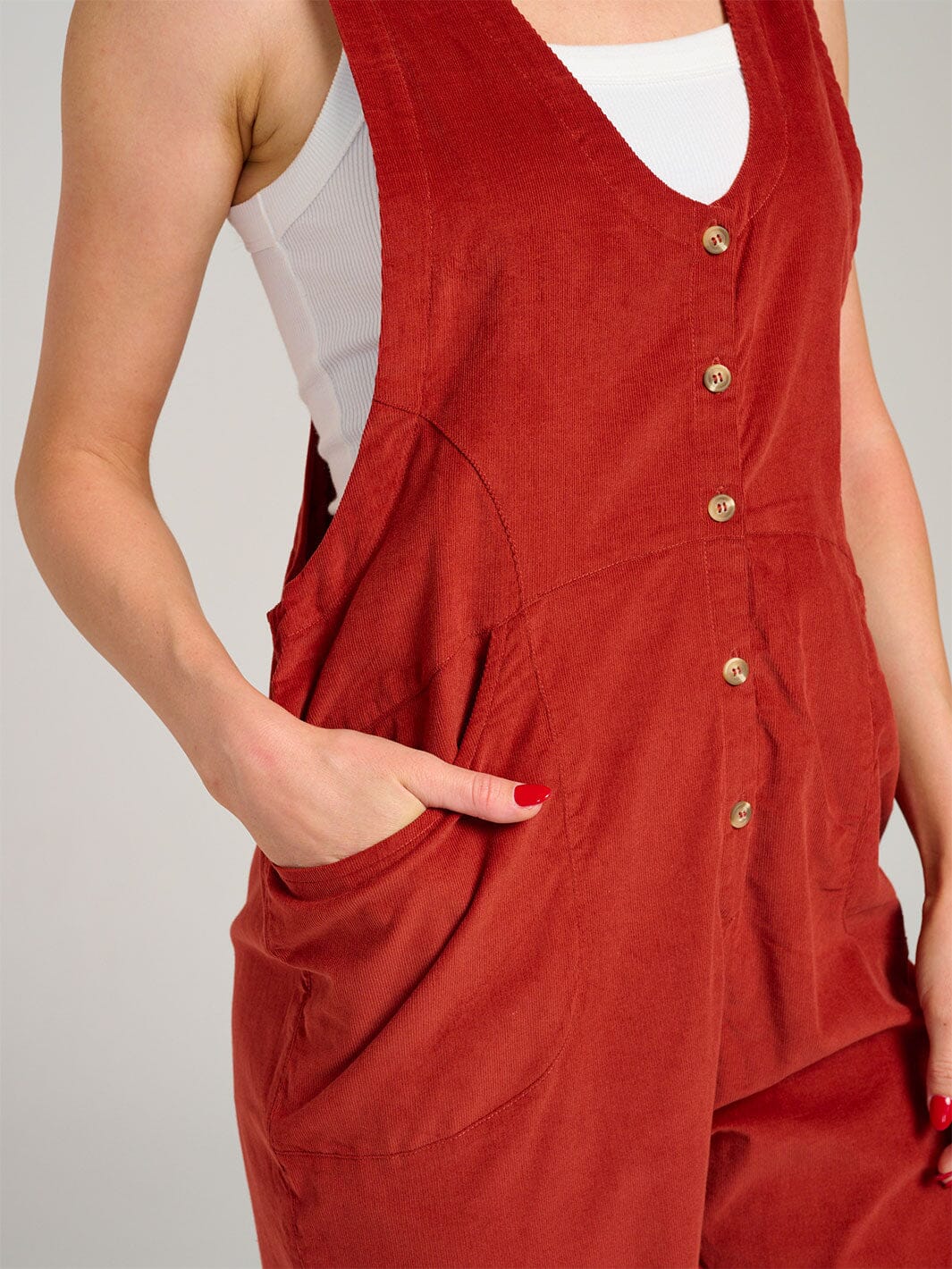 WOMEN'S SLEEVELESS FRONT POCKET BUTTON UP WIDE LEG JUMPSUIT