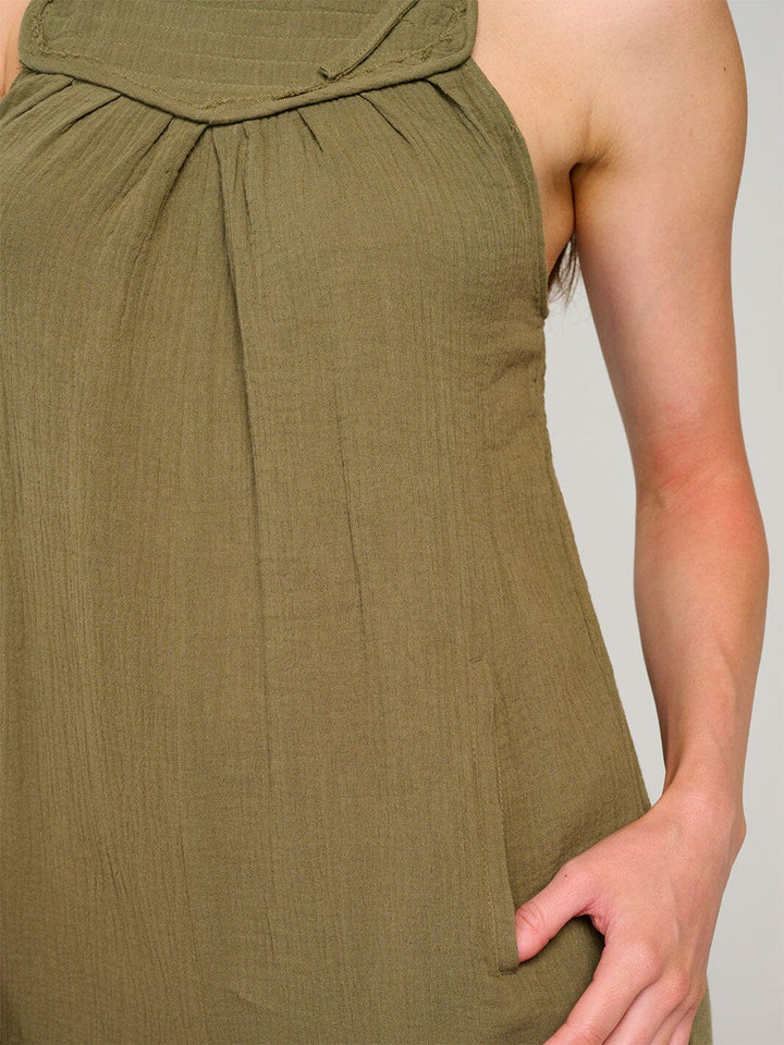 WOMEN'S SLEEVELESS FRONT POCKET JOGGER JUMPSUIT