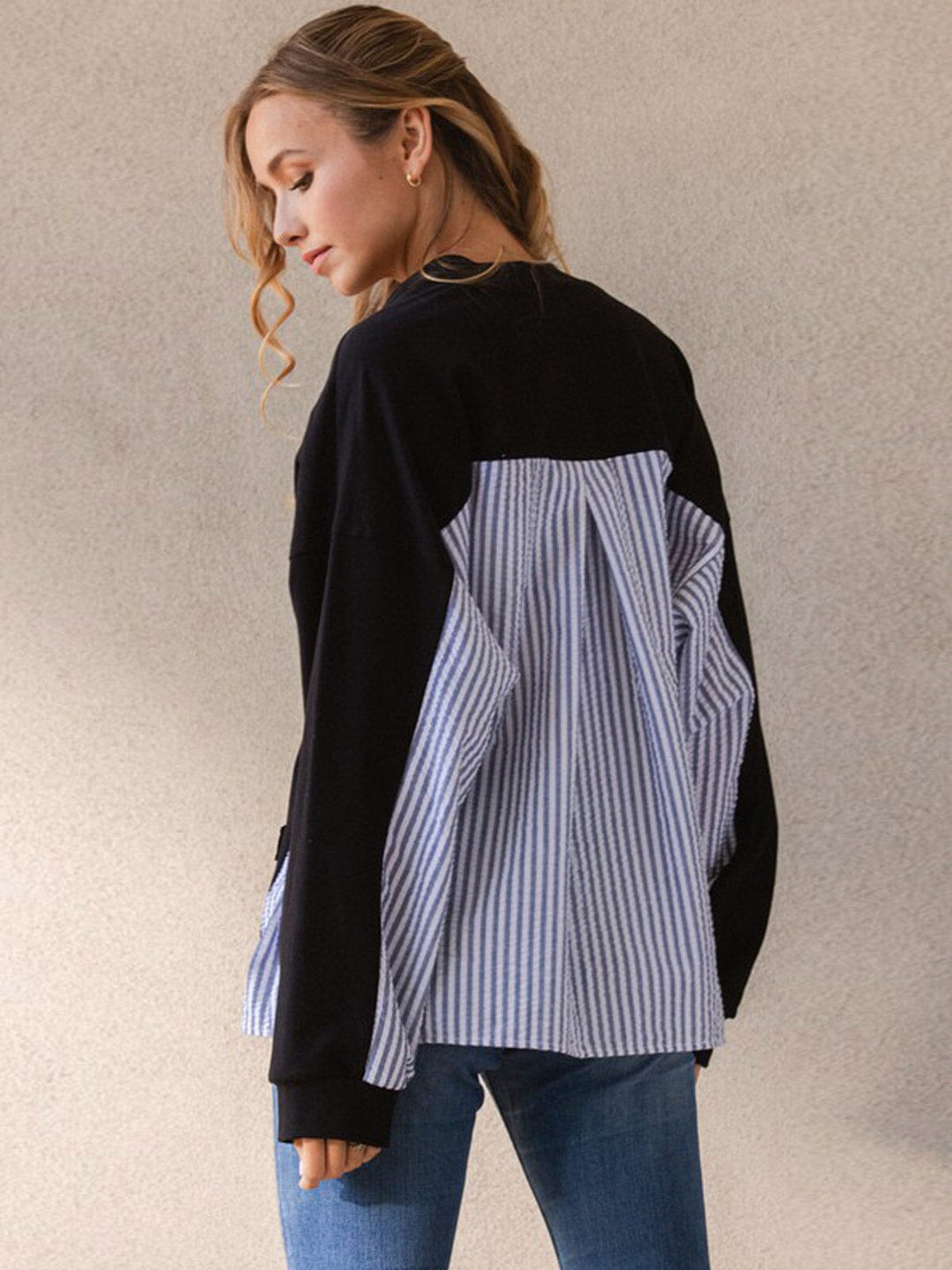WOMEN'S LONG SLEEVE FRONT POCKETS CONTRAST CARDIGAN
