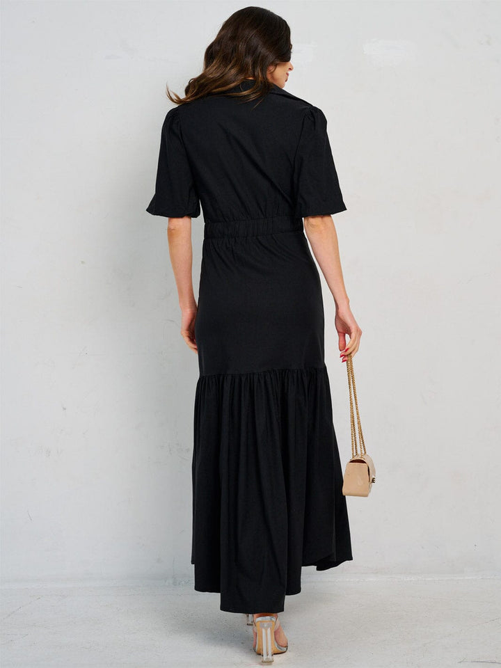 WOMEN'S SHORT SLEEVE V-NECK MAXI DRESS