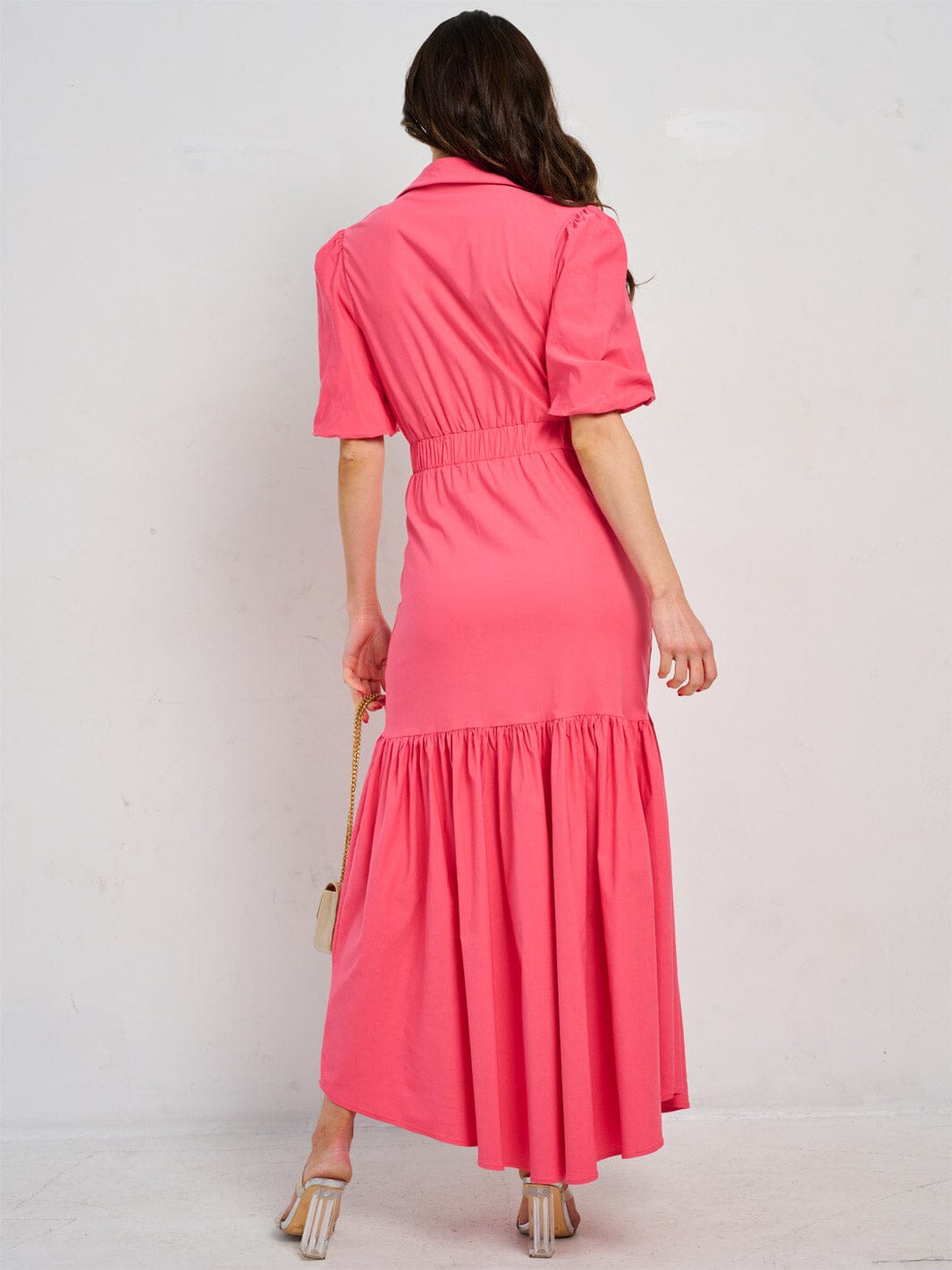WOMEN'S SHORT SLEEVE V-NECK MAXI DRESS
