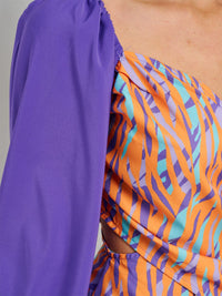 WOMEN'S LONG SLEEVE SURPLICE MULTI PRINT BLOUSE
