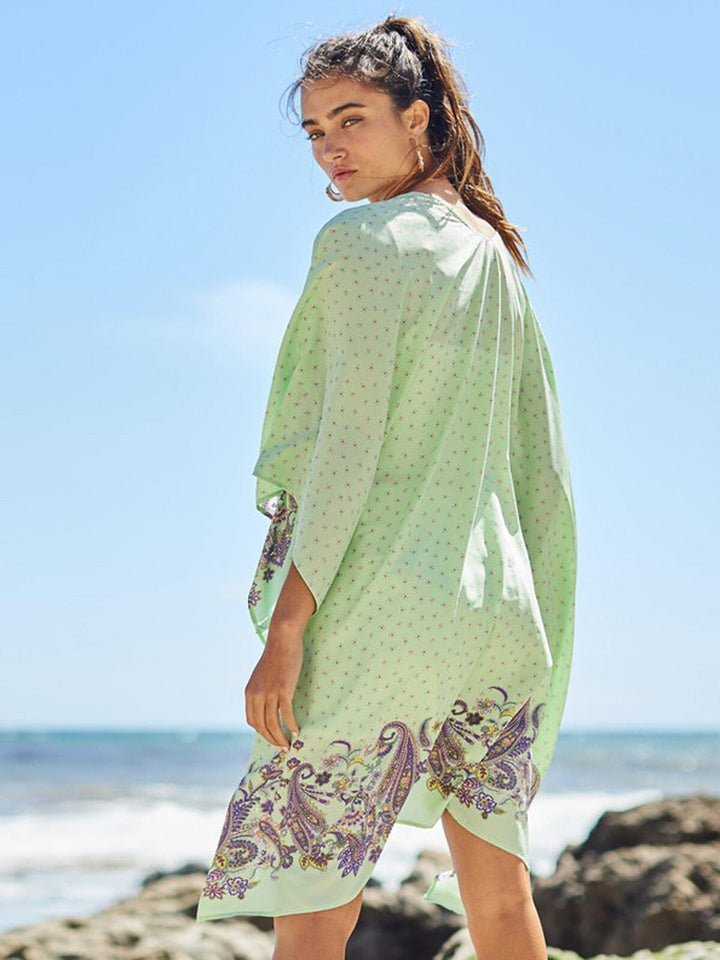 WOMEN'S 3/4 SLEEVE MULTI PRINT DUSTER CARDIGAN