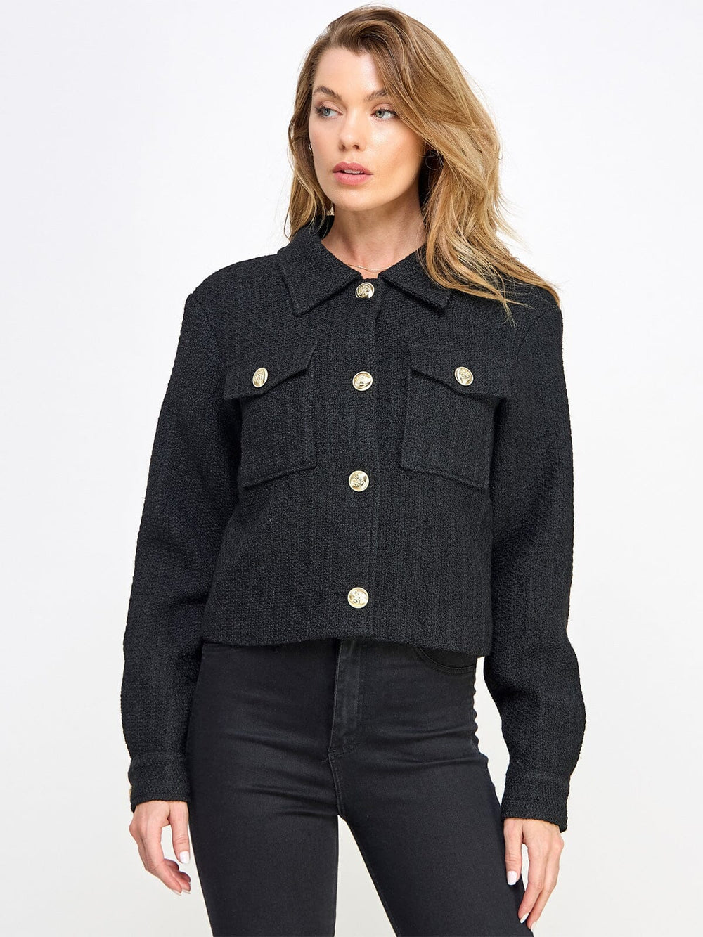 WOMEN'S LONG SLEEVE BUTTON CLOSURE POCKETS BLAZER