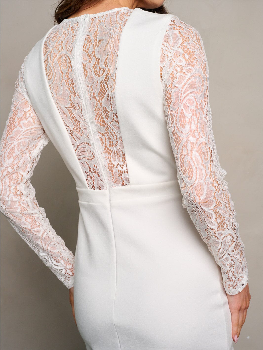 WOMEN'S LONG SLEEVE MESH LACE DETAILED BODYCON MIDI DRESS