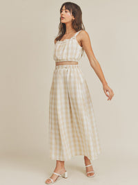 JUST ME WOMEN'S SLEEVELESS CROP TOP & ELASTIC WAIST MAXI SKIRT PLAID 2PC. SET