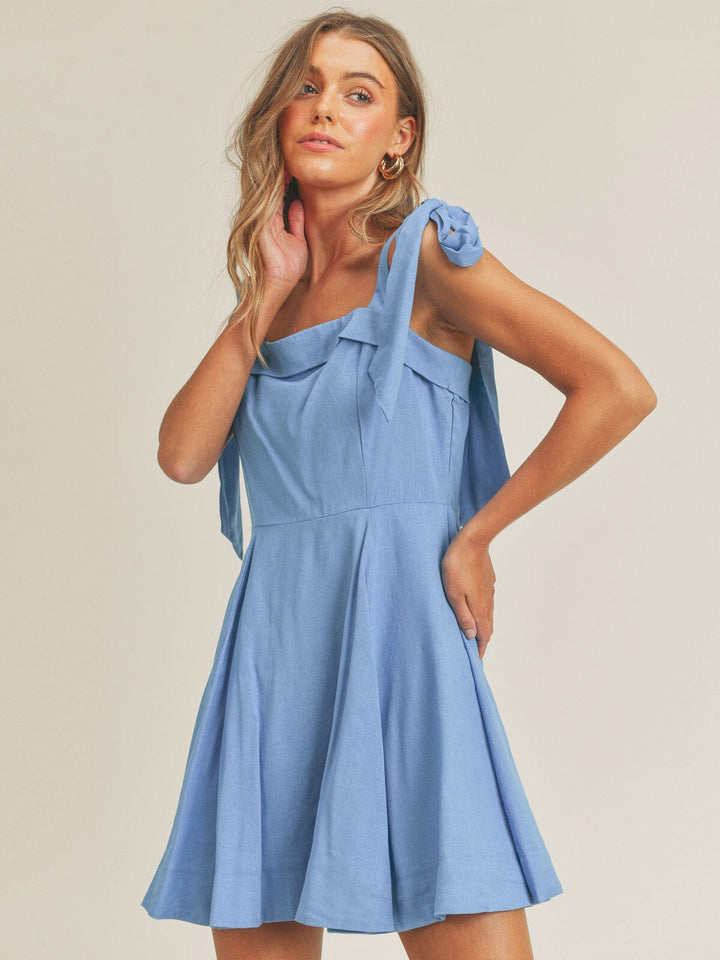 JUST ME WOMEN'S SLEEVELESS SQUARE NECK FRONT POCKETS LINEN ROMPER DRESS