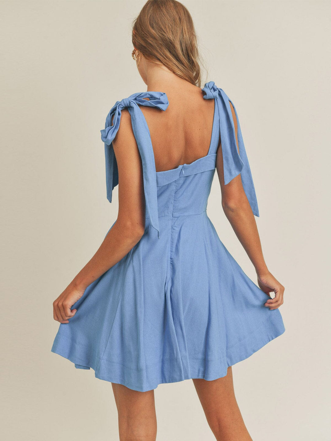 JUST ME WOMEN'S SLEEVELESS SQUARE NECK FRONT POCKETS LINEN ROMPER DRESS