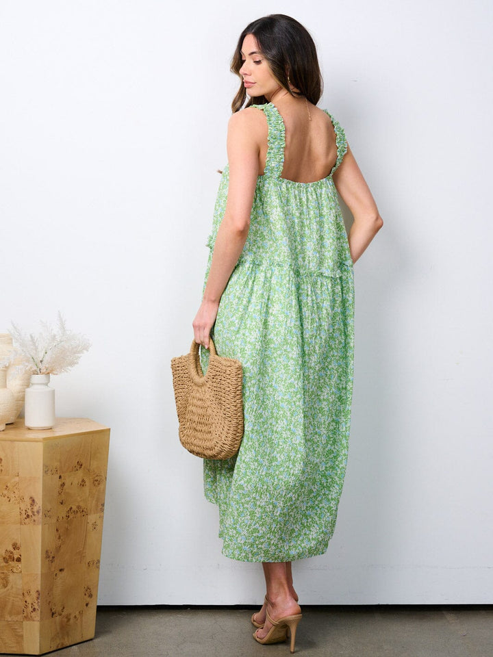 WOMEN'S SLEEVELESS TUNIC TIERED FLORAL MAXI DRESS