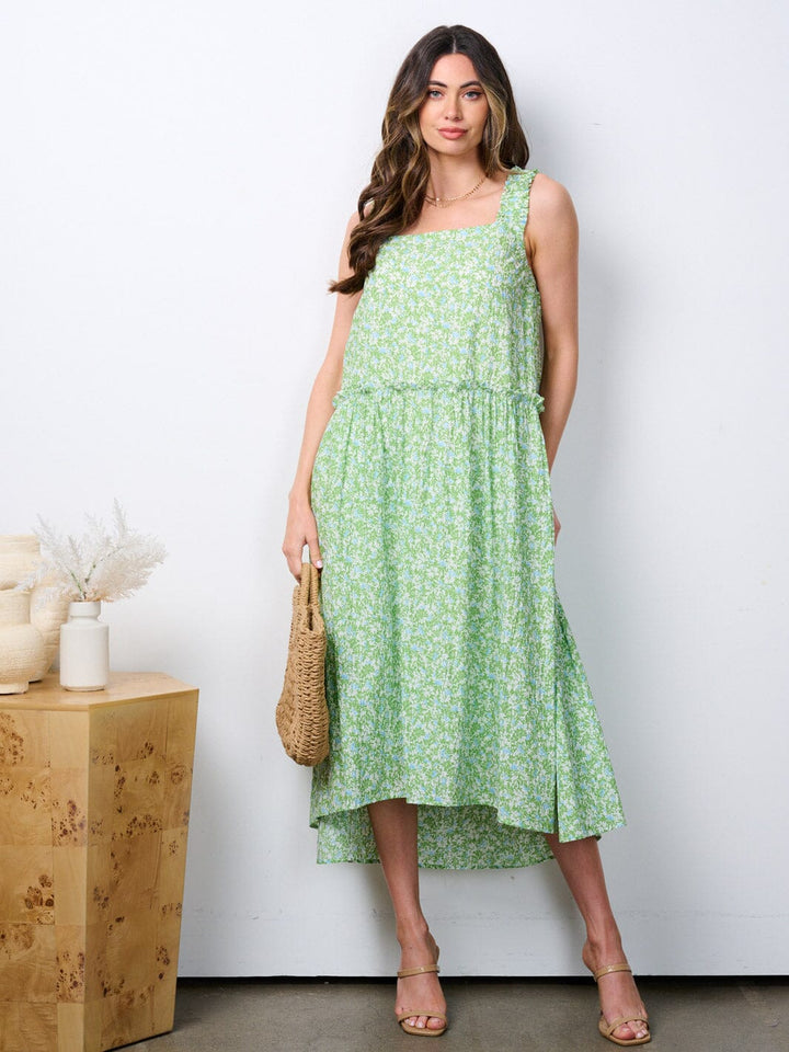WOMEN'S SLEEVELESS TUNIC TIERED FLORAL MAXI DRESS