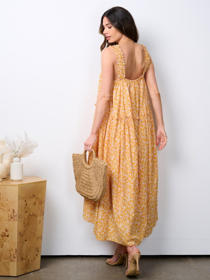 WOMEN'S SLEEVELESS TUNIC TIERED FLORAL MAXI DRESS