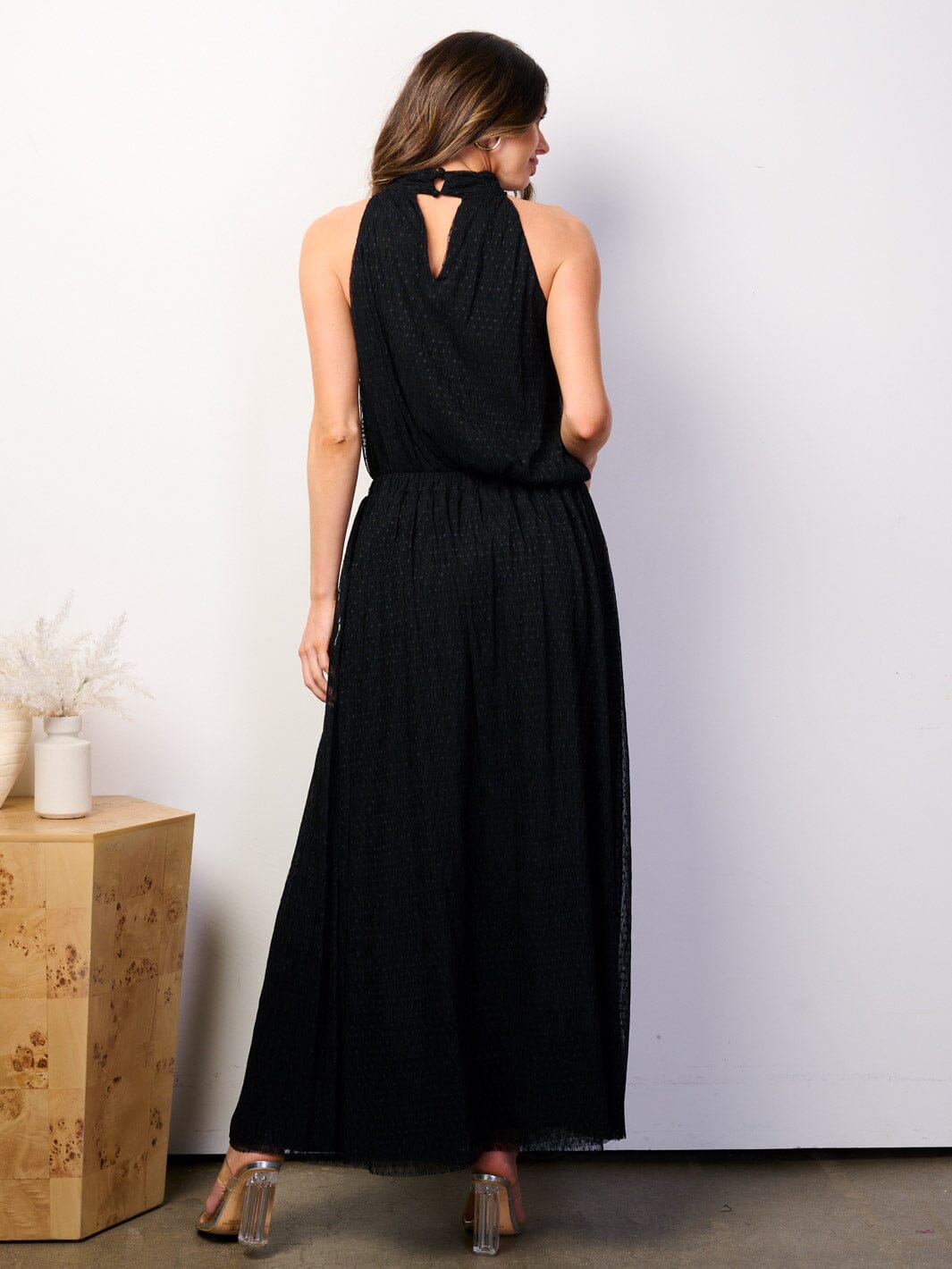 WOMEN'S SLEEVELESS HALTNER NECK BODYSUIT & MAXI SKIRT CHIFFON 2PC. SET