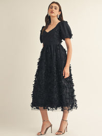 JUST ME WOMEN'S SHORT SLEEVE FLORAL DETAILED MAXI DRESS