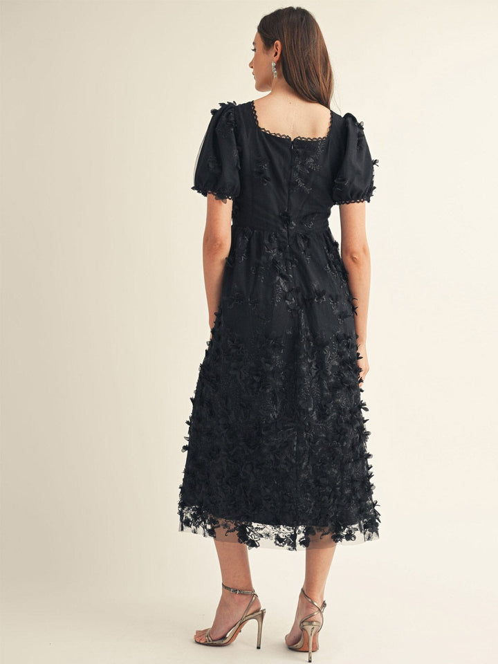 JUST ME WOMEN'S SHORT SLEEVE FLORAL DETAILED MAXI DRESS