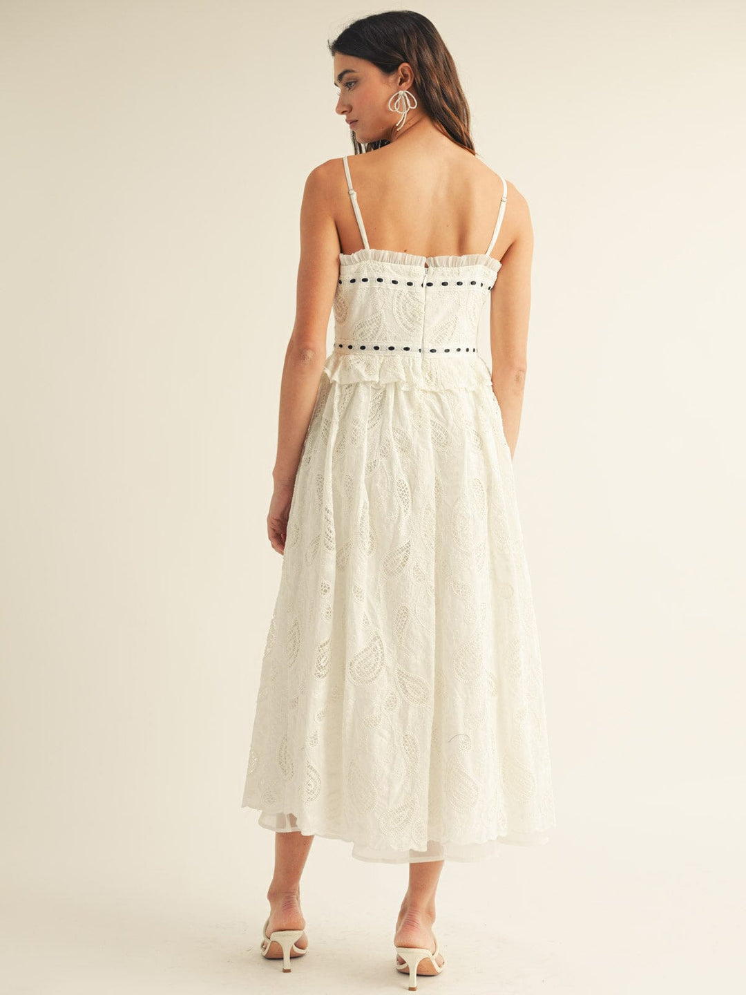 JUST ME WOMEN'S SLEEVELESS LACE CROCHET MAXI DRESS
