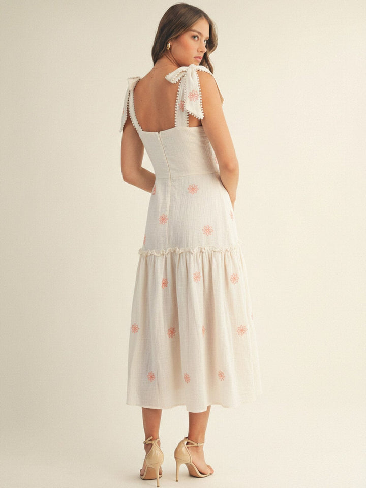 JUST ME WOMEN'S SLEEVELESS SQUARE NECK FRONT POCKETS FLORAL MAXI DRESS