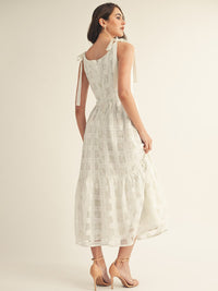 JUST ME WOMEN'S SLEEVELESS SQUARE NECK LACE CROCHET MAXI DRESS