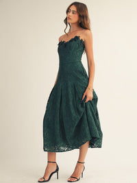 JUST ME WOMEN'S SLEEVELESS FRONT POCKETS FLORAL LACE MAXI DRESS
