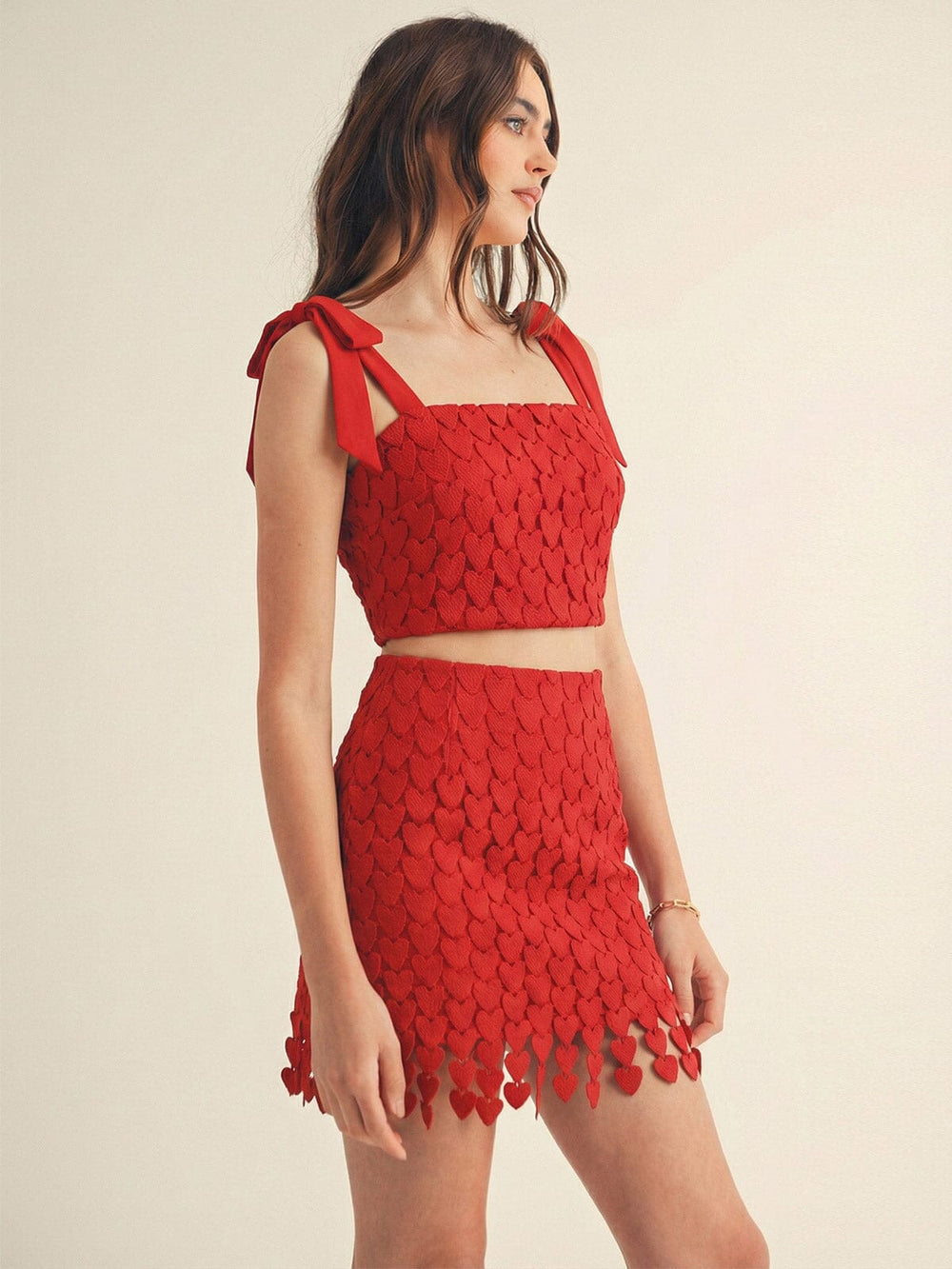 JUST ME WOMEN'S SLEEVELESS TOP & ZIP UP MINI SKORT HEARTS CROCHET 2PC. SET