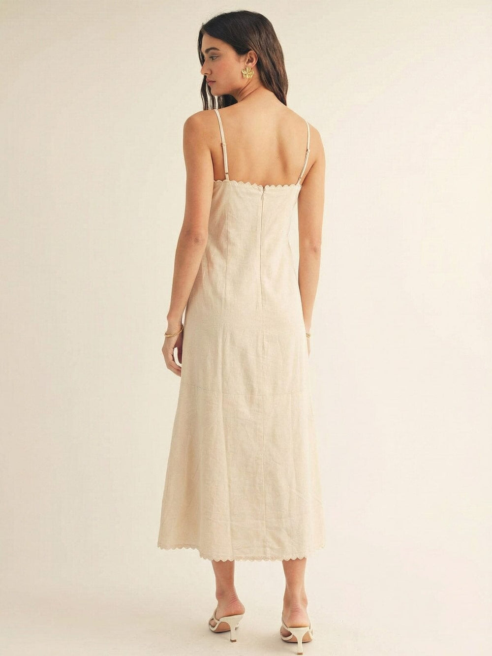 JUST ME WOMEN'S SLEEVELESS FRONT POCKETS FLORAL EMBROIDERY MAXI DRESS