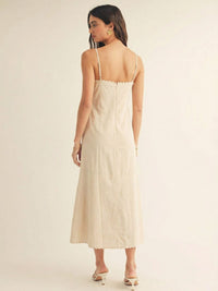 JUST ME WOMEN'S SLEEVELESS FRONT POCKETS FLORAL EMBROIDERY MAXI DRESS