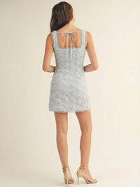 JUST ME WOMEN'S SLEEVELESS SQUARE NECK FLORAL BODYCON MINI DRESS