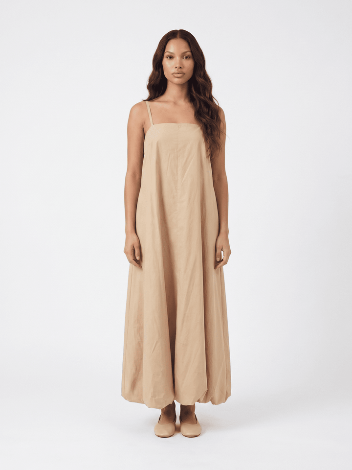 ***************WOMEN'S SLEEVELESS POCKETS OPEN BACK BUBBLE HEM MAXI DRESS