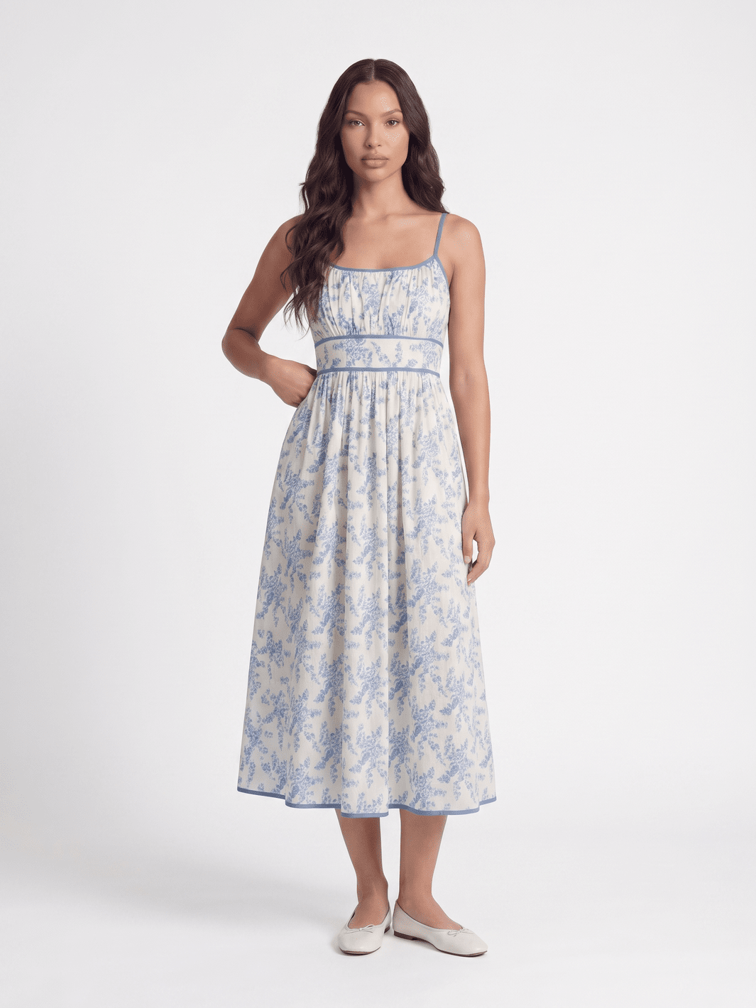 WOMEN'S SLEEVELESS SMOCK FRONT POCKETS FLORAL MAXI DRESS