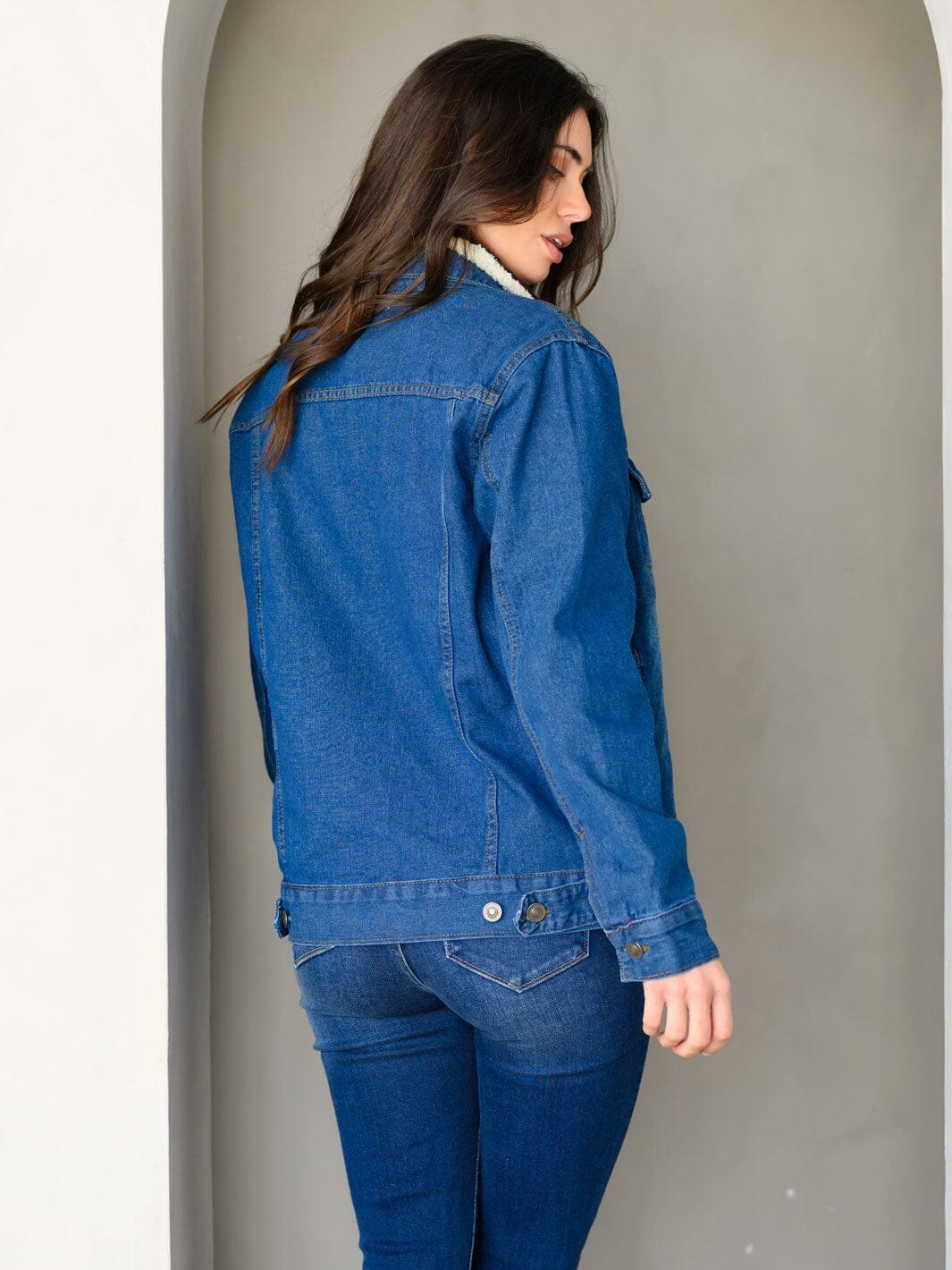 WOMEN'S LONG SLEEVE DENIM PLAID JACKET