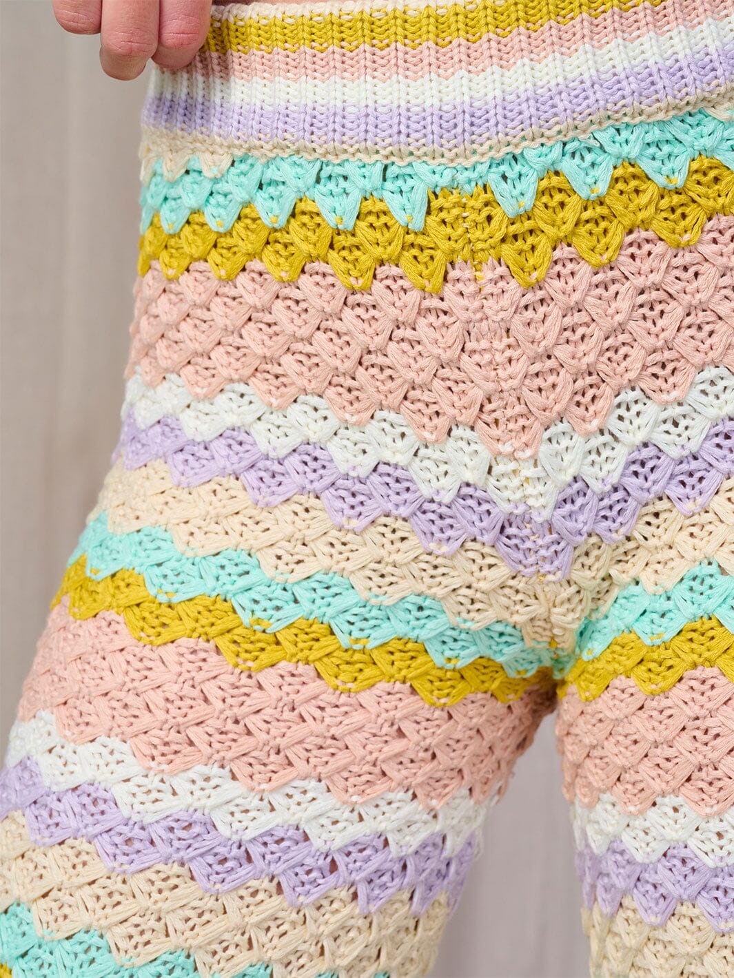 WOMEN'S ELASTIC WAIST MULTI COLOR KNIT WIDE LEG PANTS